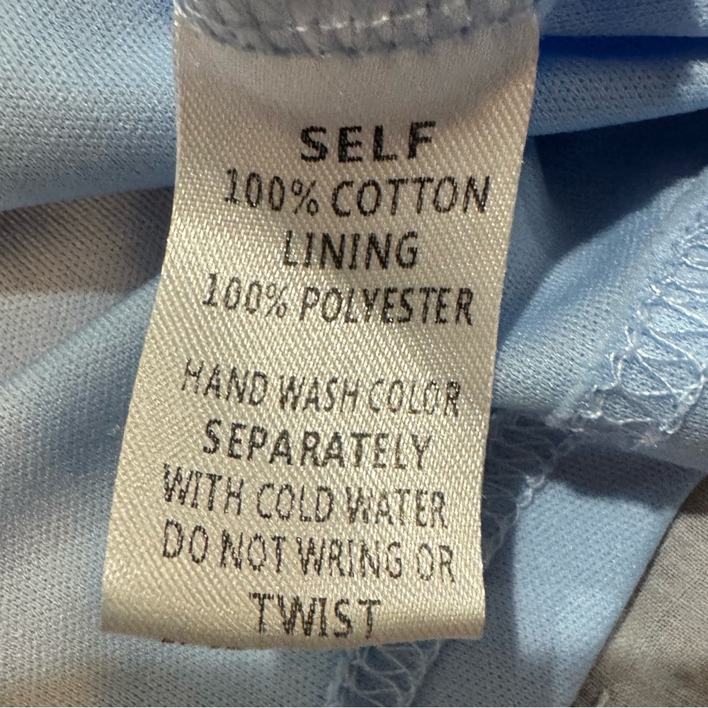 Light Blue Eyelet Dress Cotton V Neck Ruffle Sleeve Mini Cottagecore S - Picture 8 of 9